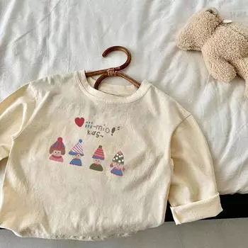 100% Хлопок Осенняя Футболка с Длинным Рукавом в Стиле Принцессы для Маленьких Девочек 100cm