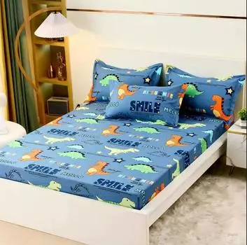 100% хлопок простыня на резинке + 2 наволочки односпальная/двуспальная/размера King, высокое качество, чехол для матраса для детской комнаты с рисунком B83C 120cmx200cmx30cm