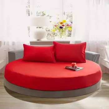 100% хлопок простыня на резинке для круглого матраса модный романтический однотонный узор покрывало для круглого матраса покрывало 2pcs pillowcase