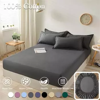 100% хлопок простыня на резинке односпальная двуспальная кровать размера King Queen размер чехол для матраса с резинкой простыня, 120/150//180/200 см простыня на резинке 120x200cmx30cm белый