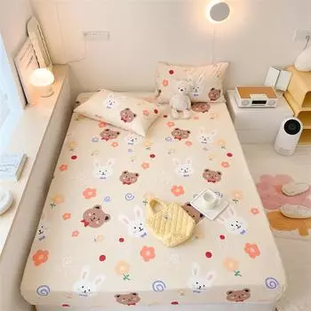 100% хлопок простыня на резинке покрывало в мультяшном стиле приятное для кожи постельное белье односпальное бельё sabanas para cama (Нет наволочки) 120x200x30cm 1pc