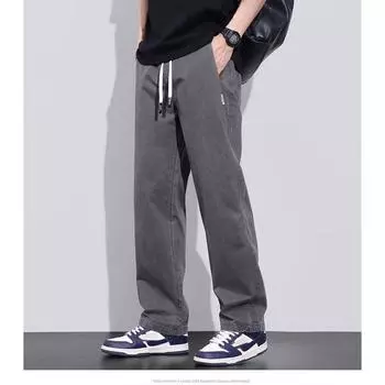 100% хлопок прямые повседневные брюки мужские рабочие широкие коричневые длинные брюки карго свободные спортивные брюки на шнурке мужские XXXXL чёрный