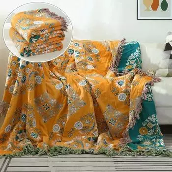 100% хлопок скандинавские пледы для кроватей марлевые покрывала для спальни для отдыха бохо декор диван полотенце мягкое одеяло простыня двойная тонкая 150x200cm жёлтый