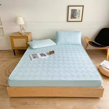 100% хлопок, стеганый наматрасник, зеленый наматрасник для спальни, отеля, односпальная двуспальная кровать размера «queen-size», чехол для кровати размера «queen-size» 90x190x30cm