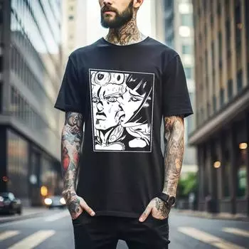 100% хлопок ТОПЫ УНИСЕКС ФУТБОЛКИ МУЖСКИЕ ЖЕНСКИЕ Giorno Футболка Jodio Joestar JoJo s Bizarre Adventure Джованна Кавайная Футболка 212 S