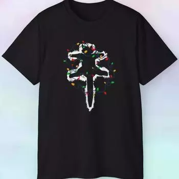 100% хлопок ТОПЫ УНИСЕКС ФУТБОЛКИ МУЖСКИЕ ЖЕНСКИЕ Рождественская футболка с котом Вдохновленная рождественскими каникулами Смешная L чёрный