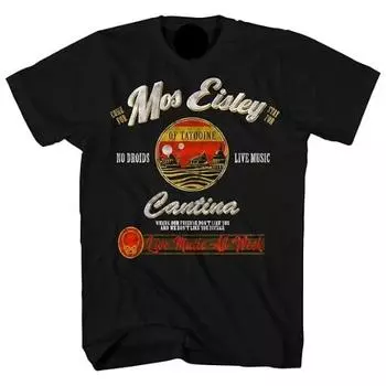 100% хлопок ТОПЫ УНИСЕКС ФУТБОЛКИ МУЖСКИЕ ЖЕНСКИЕ ЗВЕЗДНЫЕ ВОЙНЫ Мос-Эйсли Кантина Татуин Мужская Взрослая Графическая Футболка S чёрный