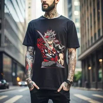 100% хлопок ТОПЫ УНИСЕКС ФУТБОЛКИ МУЖСКИЕ ЖЕНСКИЕ Футболка Black Clover Аста Ями Сукехиро Юно Футболка Аниме Футболка Лак Вольтия 147 L чёрный