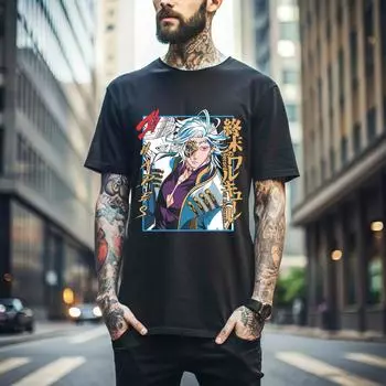 100% хлопок ТОПЫ УНИСЕКС ФУТБОЛКИ МУЖСКИЕ ЖЕНСКИЕ Футболка Record shirt Буда Рагнарёк Будда Аниме Манга Подарок для фаната Футболка для девушки 492 4XL чёрный