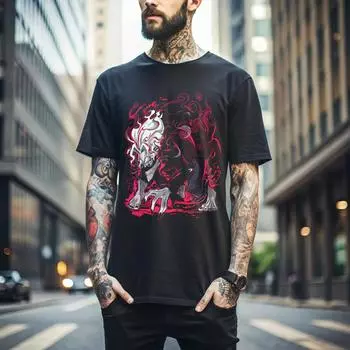 100% хлопок ТОПЫ УНИСЕКС ФУТБОЛКИ МУЖСКИЕ ЖЕНСКИЕ Dandadan Okarun Футболка,Окарун,Момо Аясэ,Аниме, Японский,Милый,Графическая футболка 250 S чёрный