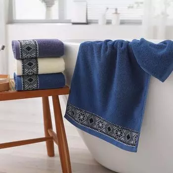 100% хлопок вышитое полотенце для лица роскошные полотенца для душа отеля банные полотенца для ванной комнаты мягкие и хорошо впитывающие турецкие полотенца для спортзала 35x75cm Face Towel темно-синий