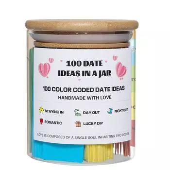 100 идей для свиданий в банке. Цветные идеи для свиданий. Бюджетная банка для свиданий. Подарок для пар на свадьбу/годовщину/свадебный вечер/молодожены. One Size