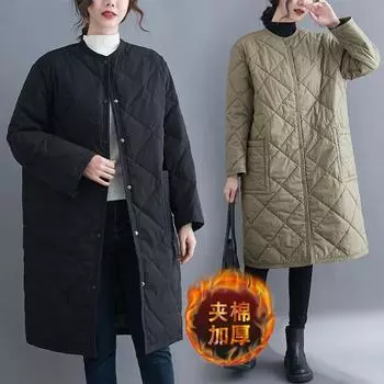 100 кг большого размера женская куртка с хлопковой подкладкой женская мода зимнее пальто женская осенняя одежда одежда с хлопковой подкладкой женские новые модели XL [150-100kg] чёрный