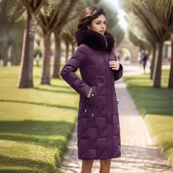 100 кг большой размер стеганая куртка длинная выше колена для среднего и пожилого возраста стеганая одежда женская средняя и длинная утолщенная XL синий