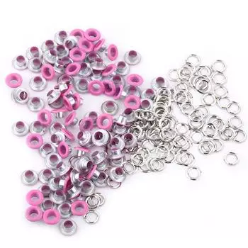 100 комплектов 5 мм металлических люверсов для скрапбукинга, пряжек, кожаных аксессуаров для рукоделия (Фуксия)