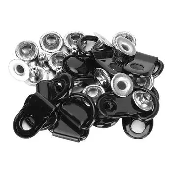 100 комплектов крючков для шнурков, пряжек для ушков, латунных заклепок для обуви из кожи, глянцевый черный цвет 9x22 мм