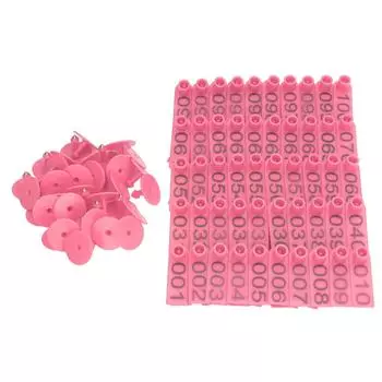 100 комплектов пронумерованных ушных бирок для крупного рогатого скота, точная идентификационная карта для крупного рогатого скота для коров, свиней, овец, розового цвета розовый