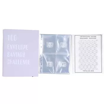 100 конвертов, экономия денег, папка-переплет, многоразовый, формат А5, бюджетная папка, 25 листов, прозрачная, экономия фиолетовый