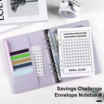 100 конвертов. Папка-переплет для экономии денег с ламинированным трекером. Водостойкая папка для бюджета с конвертом для денег. чёрный