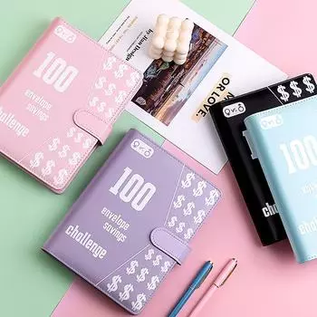 100 Конвертов Вызов Флипбук Пары Депозит Сбережения Конверт Бюджетный Блокнот синий