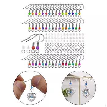 100 крючков для сережек из нержавеющей стали с цветными бусинами для сережек своими руками, открытыми кольцами диаметром 5 мм и мягкими деталями