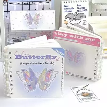 100 листов креативный блокнот Kawaii в американском стиле с бабочкой, расписание, альбом для вырезок, дневник, милые канцелярские принадлежности, блокнот для студентов фиолетовый