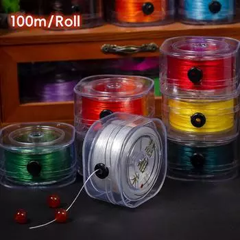 100 м/рулон 0,8 мм красный черный цветной прочный хрустальный эластичный шнур для бисера нить для самостоятельного изготовления ожерелья браслета ювелирных изделий 0.8mm 100m прозрачный