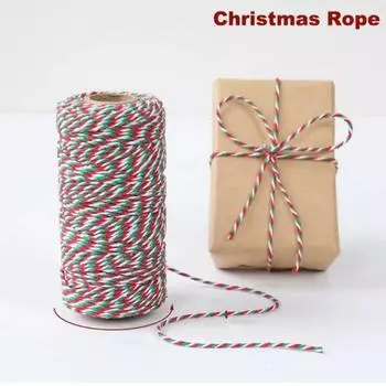 100 м/рулон рождественской хлопковой веревки многоцелевой трехцветной ручной работы для упаковки подарочных букетов 2 мм DIY аксессуары для поделок