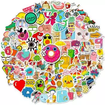 100 Маленьких Наклеек Маленького Размера 4 см Милые Мультяшные Водонепроницаемые Наклейки Наклейки для Скейтборда Temu