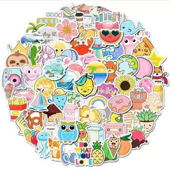 100 Маленьких Размер 4 см Маленькие Свежие Животные Смешанные и Сочетающиеся Детские Милые Мультяшные Граффити Наклейки