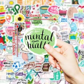 100 маленьких водонепроницаемых декоративных наклеек размером 4 см, различные теплые наклейки из серии «Психическое здоровье»