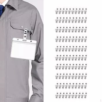 100 металлических зажимов для удостоверений личности, зажим для именной бирки, премиум-класса с прозрачным ремешком из ПВХ, прозрачные зажимы для рабочих бейджей