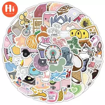 100 милых и свежих наклеек для украшения ручек багажа, ноутбуков, столешниц, детских водонепроницаемых наклеек