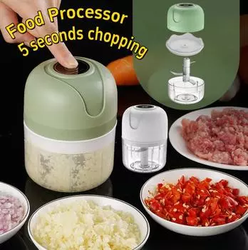 100 мл/250 мл Электрический кухонный измельчитель пищи Мини-чесночница-давилка USB Портативная мясорубка Овощерезка для кухонных гаджетов 100ML белый