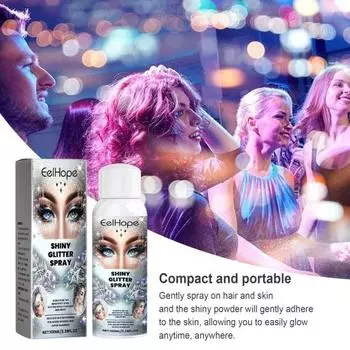 100 мл блестящий спрей для лица, волос, одежды, тела, спрей, долговечный, быстросохнущий, сценический, для выступлений, макияжа, карнавала, фестиваля, выпускного вечера белый