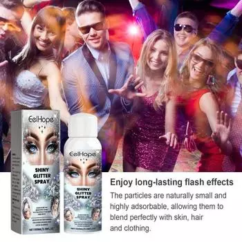 100 мл блестящий спрей для лица, волос, одежды, тела, спрей, долговечный, быстросохнущий, сценический, для выступлений, макияжа, карнавала, фестиваля, выпускного вечера белый