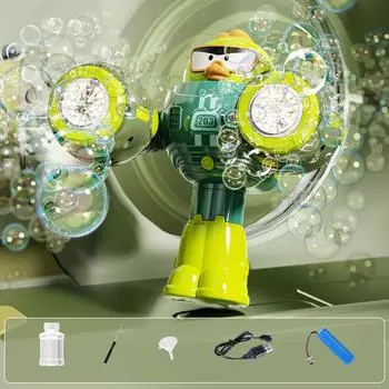 100 мл Большая мельница машина для пузырей Полностью автоматическая палочка для выдувания пузырей Цветной свет Вращающаяся мельница Детская игрушка One Size зелёный