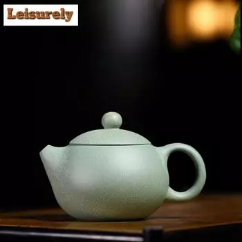 100 мл чайники ручной работы из фиолетовой глины Исин, чайник ручной работы из сырой руды, зеленая грязь, чайник для замачивания чая, чайный набор «Цзыша», посуда для питья