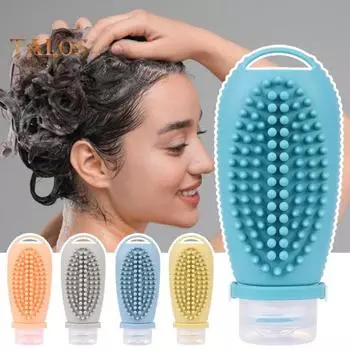 100 мл дозирующая бутылка герметичная дорожная бутылка массажная щетка дизайн силиконовые бутылки для мыла-лосьона светло-синий