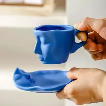 100 мл Face Art Personality Creative Ceramic Concentrated Beauty Итальянская чашка для чая и кофе Подарки на свадьбу ко Дню святого Валентина 100ml белый