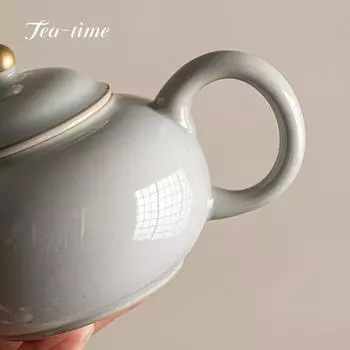 100 мл китайский антикварный чайник Dehua с золотой росписью ручной работы, чайный сервиз кунг-фу, фильтруемый чайник, креативный ретро одиночный горшок 11.3x6.3cm 100ml