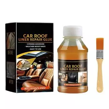 100 мл клей для ремонта обивки крыши автомобиля, клей для обивки потолка автомобиля, быстросохнущий прочный жидкий клей для ткани с кисточкой для обоев дивана, кожи