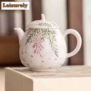 100 мл нарисованный вручную цветок глицинии чайник роскошный одинарный мини-чайник для домашнего приготовления чая с фильтром чайные принадлежности украшения
