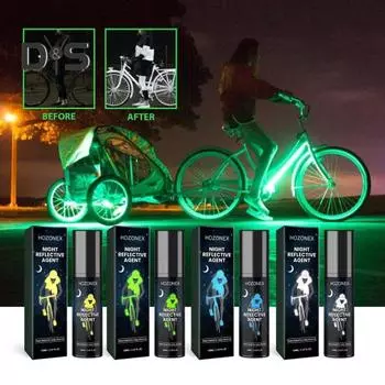 100 мл ночной светоотражающий спрей-агент Высокая видимость на открытом воздухе Бег Велоспорт Велосипедная одежда Предупреждение Светящаяся в темноте Ночное освещение Флуоресцентная краска зелёный