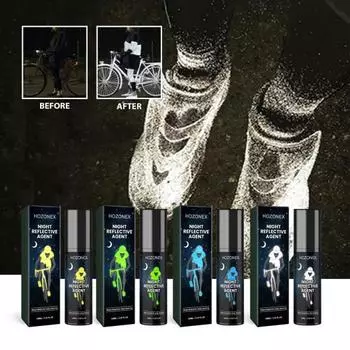 100 мл ночной светоотражающий спрей-агент Высокая видимость на открытом воздухе Бег Велоспорт Велосипедная одежда Предупреждение Светящаяся в темноте Ночное освещение Флуоресцентная краска жёлтый