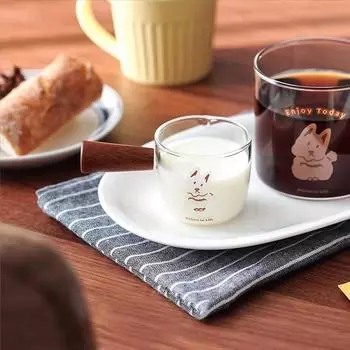 100 мл японская приправа для эспрессо стеклянная чашка с деревянной ручкой прозрачная стеклянная чашка овсянка маленькие миски для домашней кухни столовые приборы 100ml