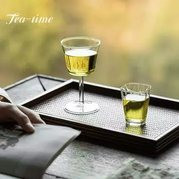 100 мл японская стеклянная чашка с высокой ножкой, прозрачная стеклянная зеленая чайная чашка, маленькая чашка, чайная чашка, чайный сервиз кунг-фу, кофейные кружки, бутылка для воды 7X12.5cm 100ml