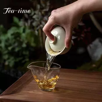 100 мл Ретро печь для обжига белого цвета, керамическая гайваньская традиционная чайная крышка, набор чайных супниц, крышка для чайника, чаша, оборудование для кафе, украшение 8.6x7.5cm 100ml