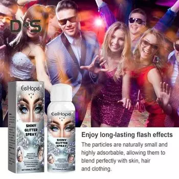 100 мл спрей с блестками, мерцающие волосы на лице, одежда, спрей для тела, долговечный, быстросохнущий, сценический спрей для макияжа, карнавальный фестиваль, выпускной вечер белый