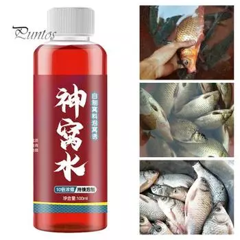 100 мл. Средство для привлечения рыбы. Высококонцентрированная добавка для приманки рыбы. Усилитель приманки для рыбалки. Жидкость для пресноводной соленой форели, карпа, окуня. красный